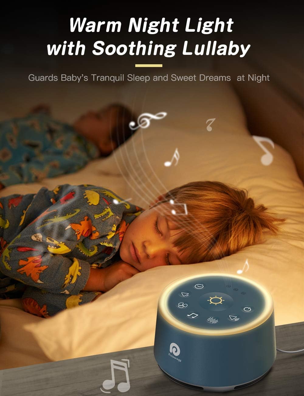 Dreamegg D1 Sound Machine - White Noise Machine with Baby Night Light for Sleeping, High Fidelity