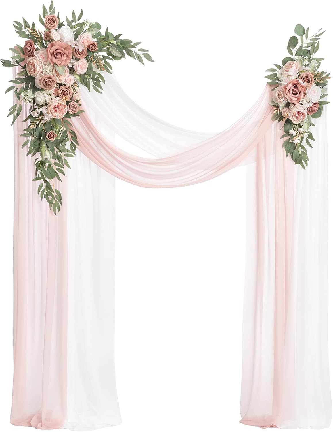 Ling's Moment Pink Artificial Wedding Arch Flowers Kit Pack of 4, 2pcs Hanging Flower Arrangement