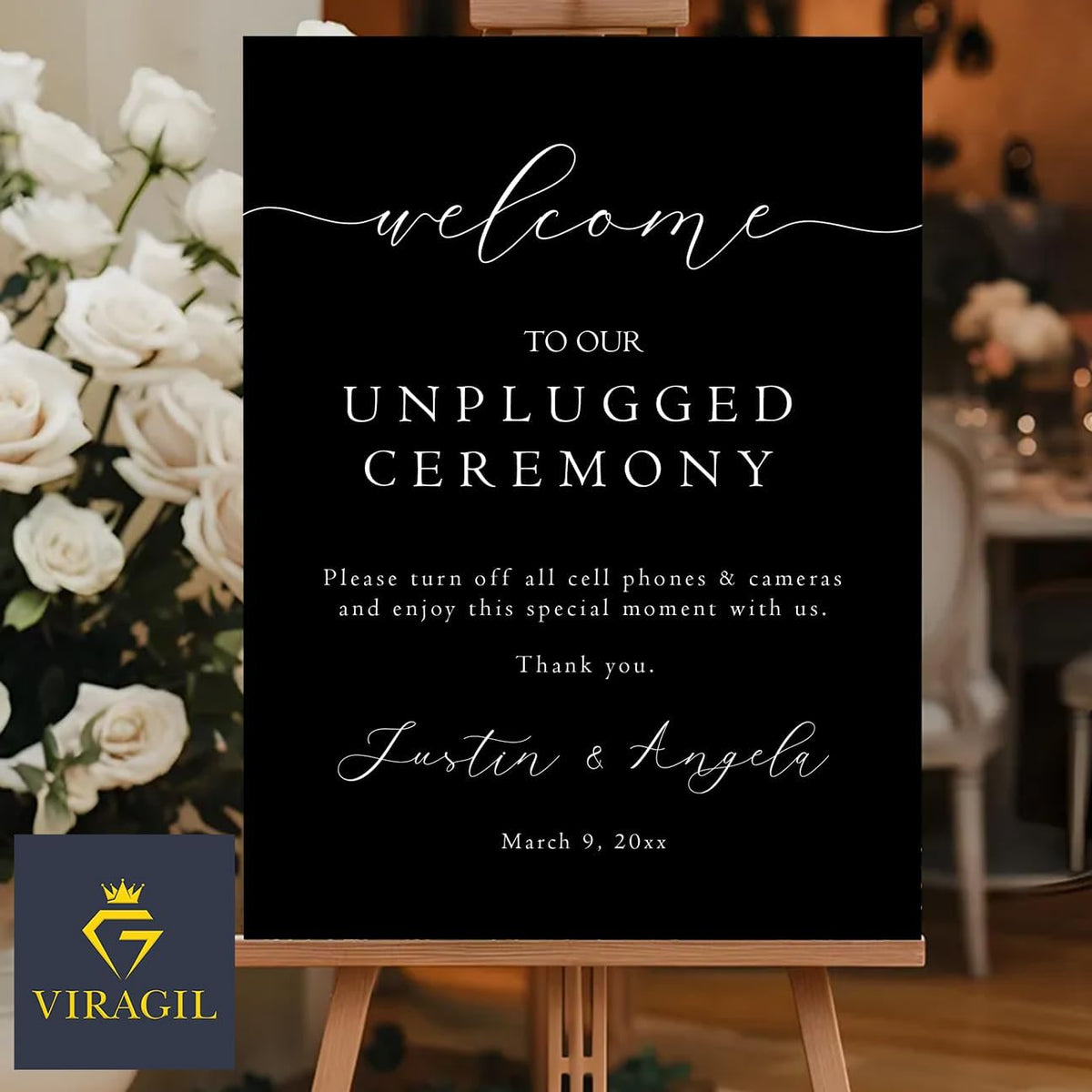 Unplugged Ceremony Wedding Yard Sign – Minimalist Outdoor Sign – Custom Name & Date – Acrylic or