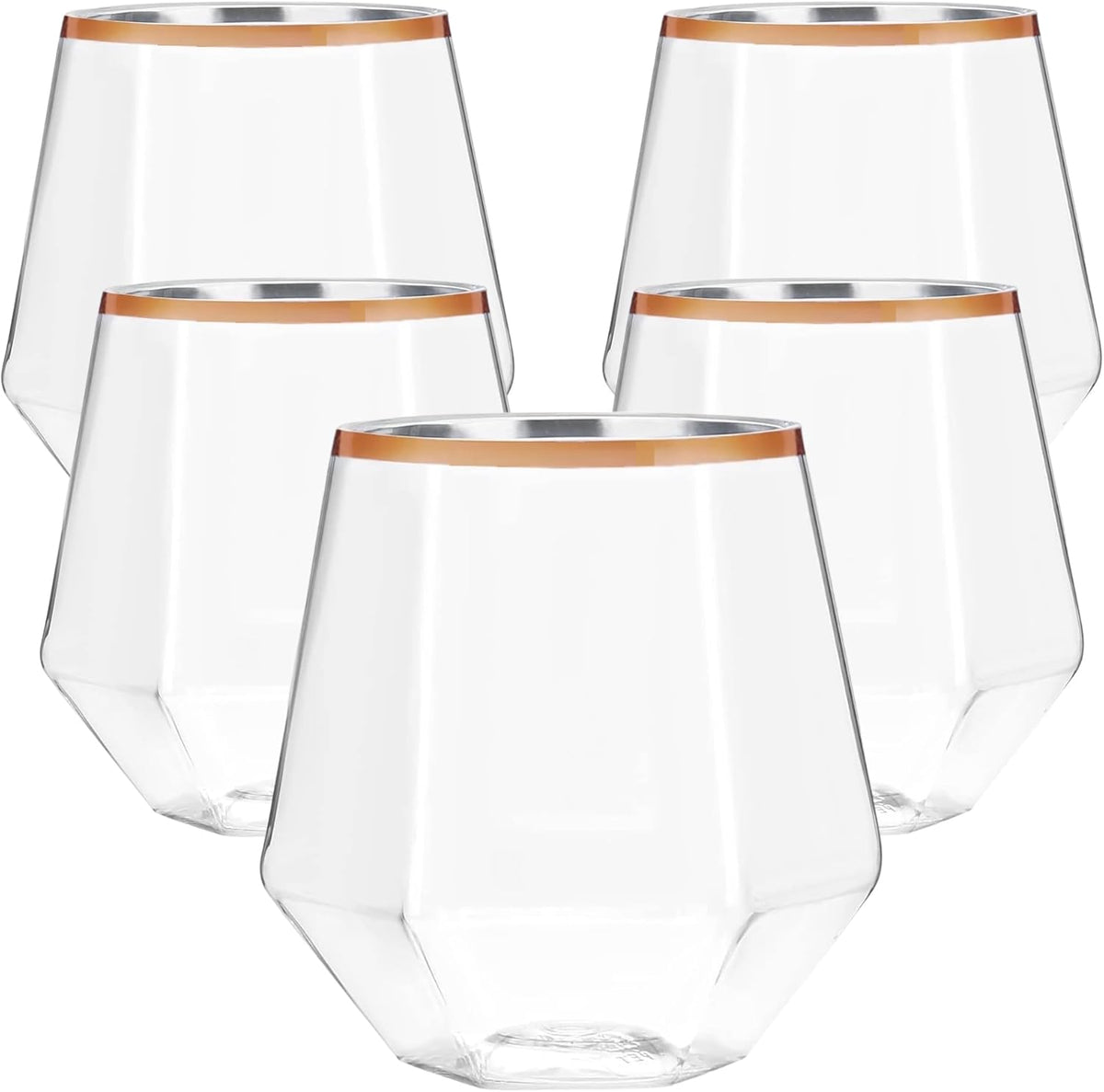 40 count Diamond Unbreakable Stemless Plastic Wine Champagne Whiskey Glasses Elegant Durable