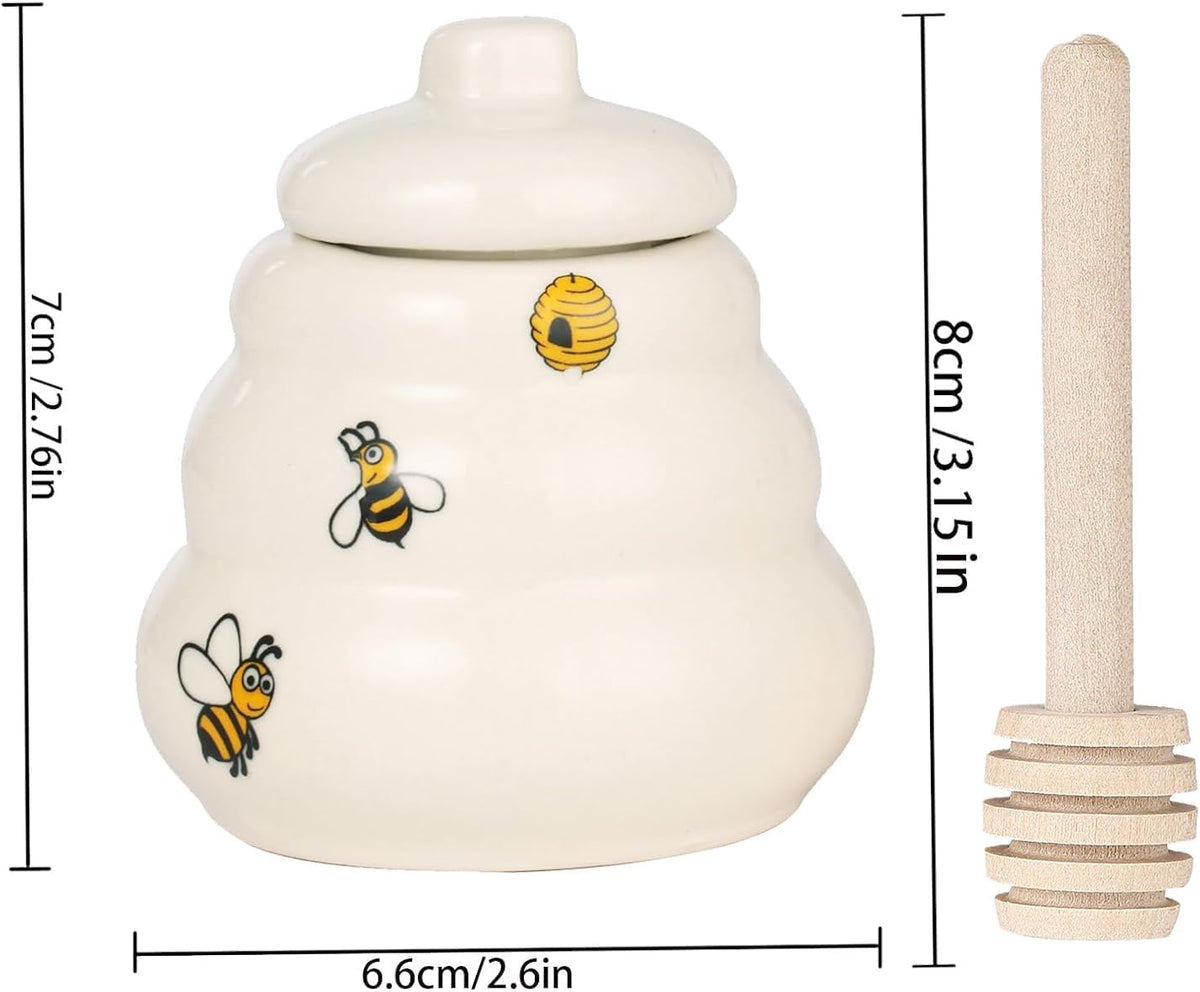 12 Sets Ceramic Bee-Happy Honey Pot with Dipper，Honey Jar Serving Set with Exquisiting Package for