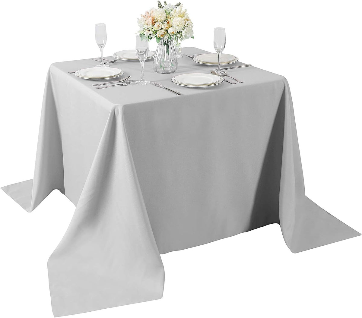 Cupuamon Square Tablecloth 90x90 inch Washable Polyester Fabric Table Cloth for Wedding Party