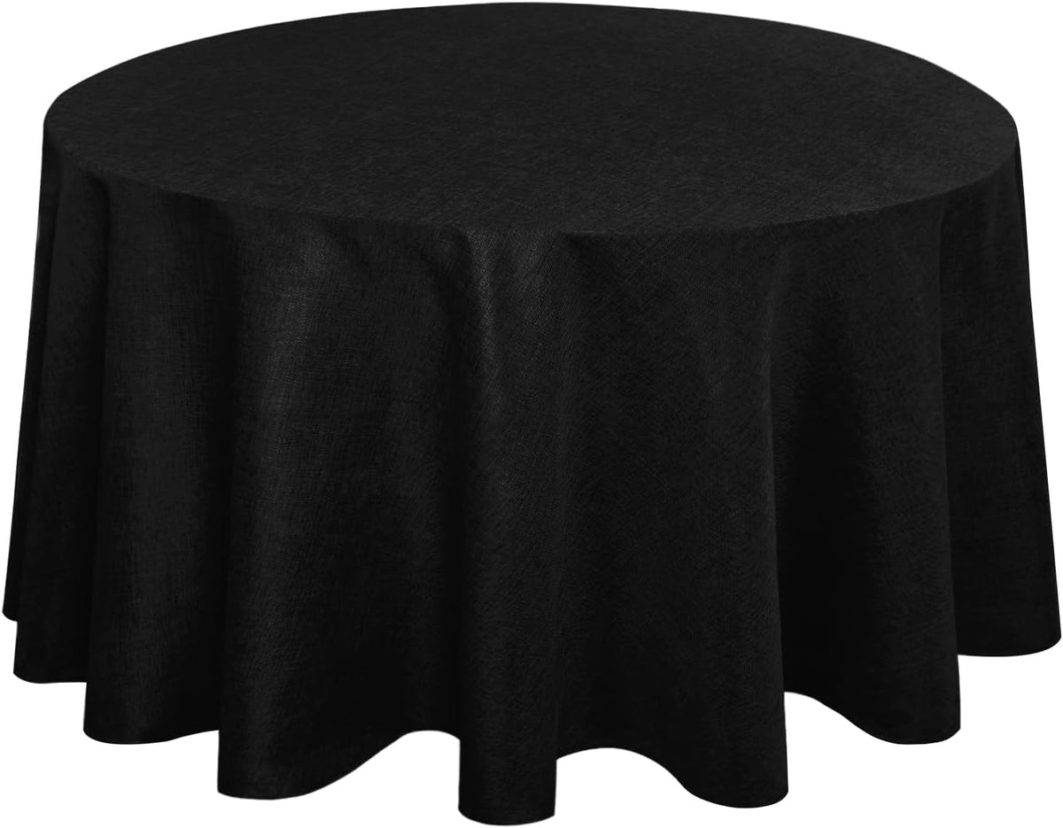 Hiasan Round Linen Tablecloth 120 Inch - Wrinkle and Stain Resistant Washable Polyester Fabric