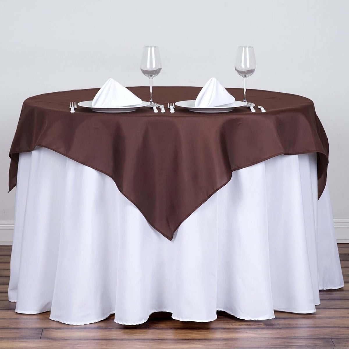 Efavormart 54x54 Chocolate Wholesale Linens Seamless Polyester Square Linen Tablecloth for Wedding