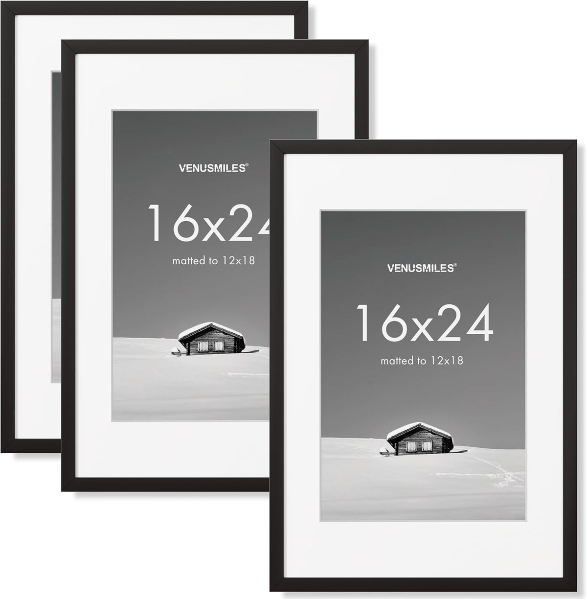 16x24 inch Picture Frame, 16x24 Photo Frames with 12x18 Removable Mat - High Definition Plexiglass