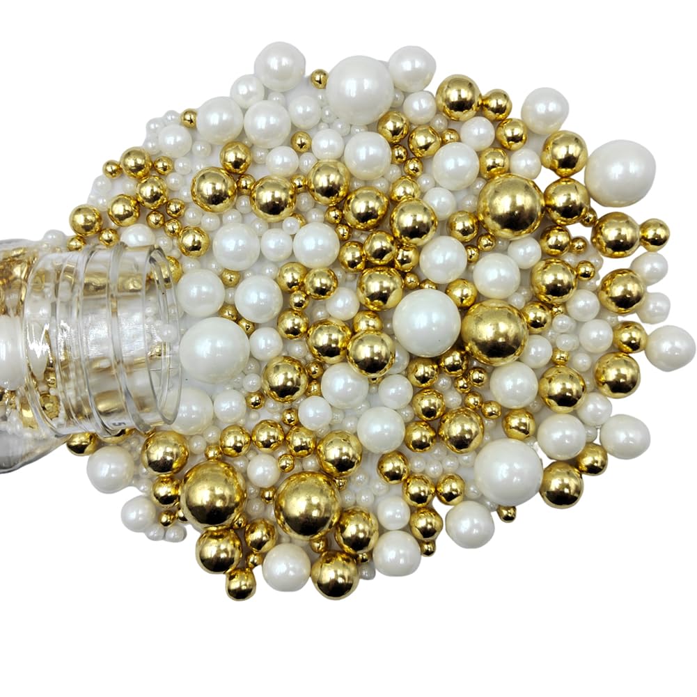 Edible Pearl Sugar Sprinkles White Gold Candy Mixing Size Baking Edible Cake Decorations Cupcake