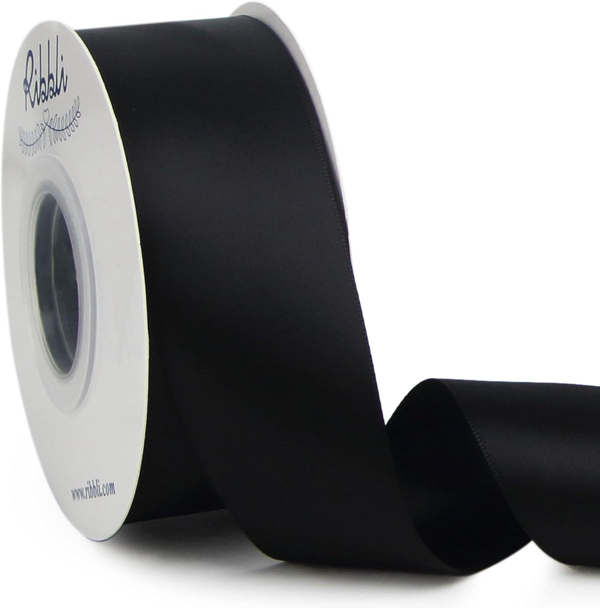 Ribbli Black Double Faced Satin Ribbon,1-1/2” x Continuous 25 Yards,Use for Bows Bouquet,Gift