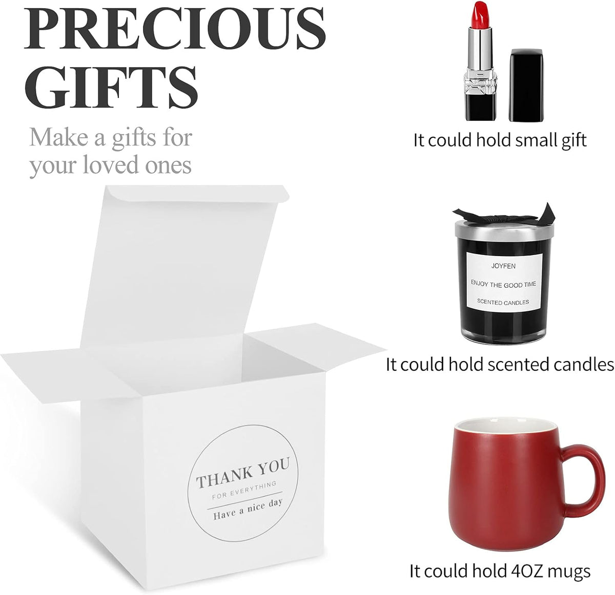 COTOPHER Small Gift Boxes 60 Pack 4x4x4 inches White Gift Boxes with Lids for Gifts, Crafting