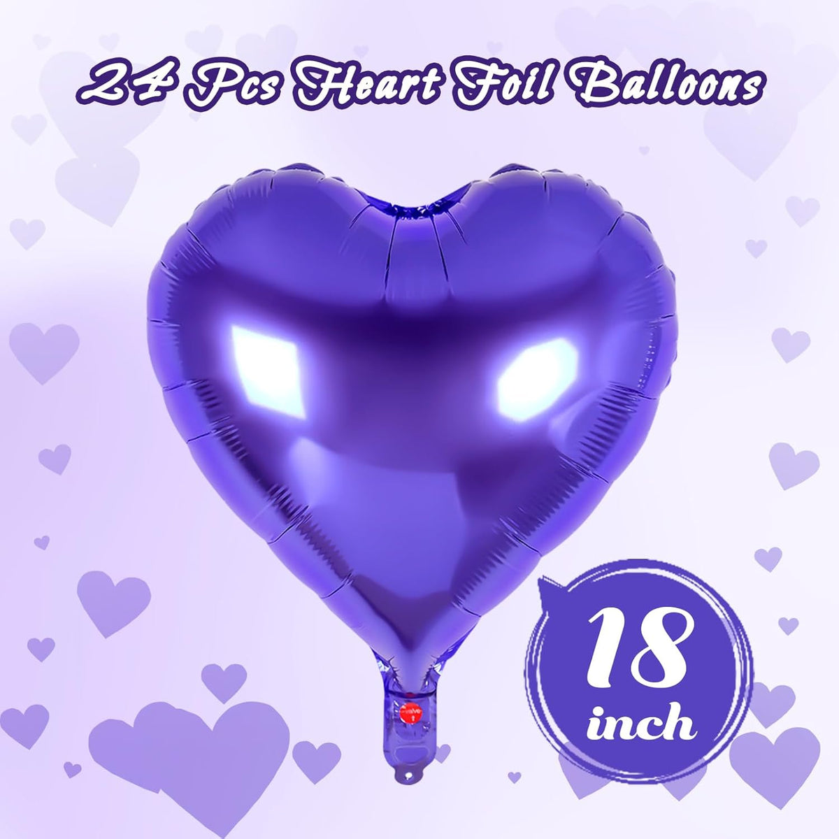 24 Pcs Purple Heart Balloons,18 inch Heart Shape Foil Balloons Love Balloons Valentine Balloons for