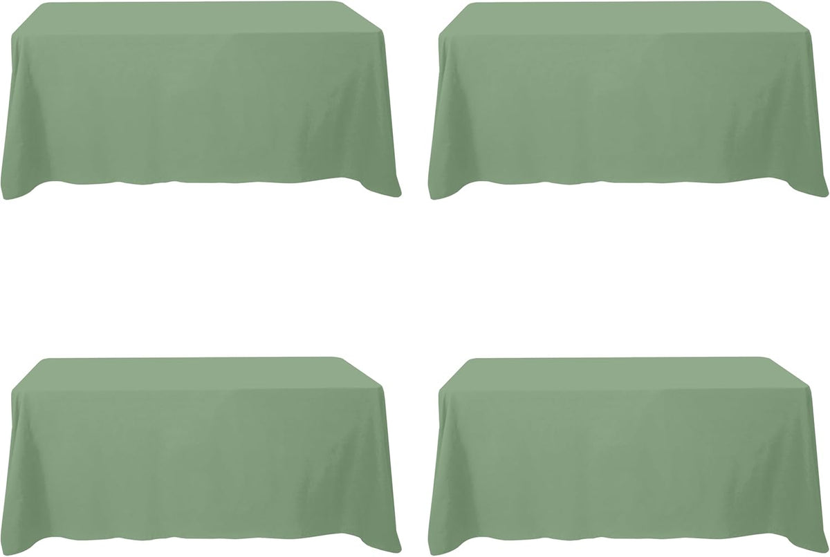 BRILLMAX 4 Pack Sage Green Tablecloths for 6 Foot Rectangle Tables 90 x 132 Inch - 6ft Rectangular