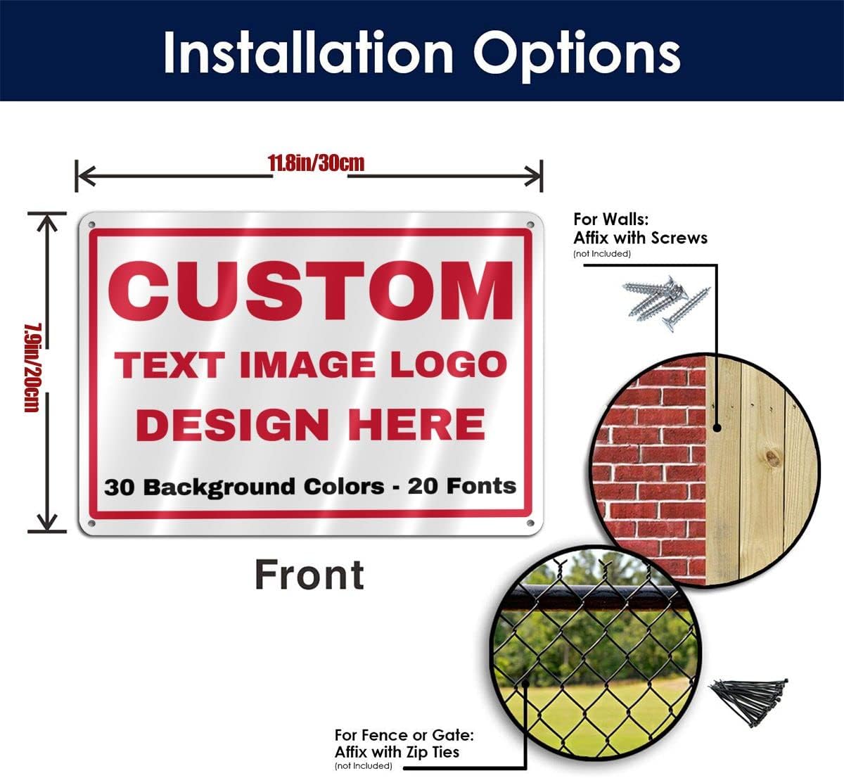 Custom Signs Outdoor Metal - 12 x 8 Personalized Aluminum Sign for Office, Home, Business, Decor