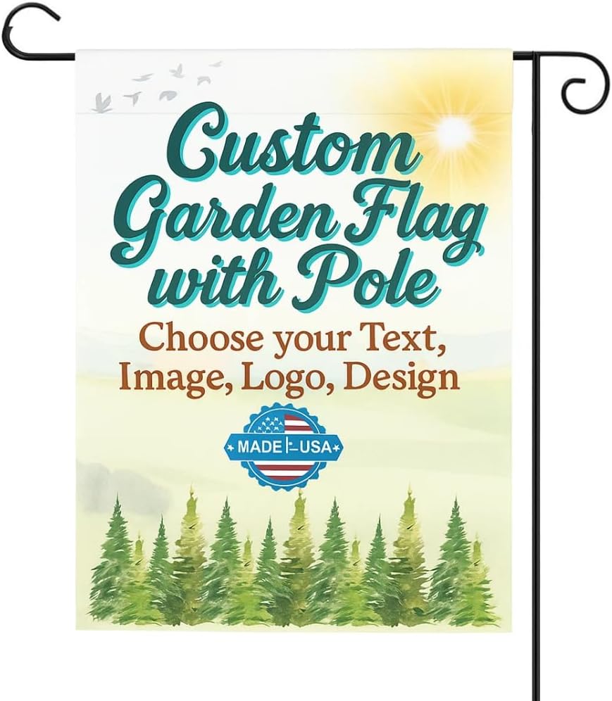 Custom Garden Flag with Pole Stand By DC – Personalized Garden Flags for Outside, Decorative