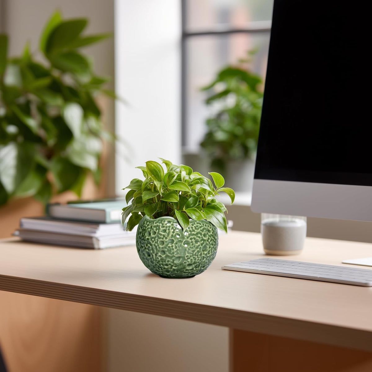 Ceramic Plant Pots - 4 inch Plant Pot with Drainage Hole, Small Pots for Plants Indoor Outdoor