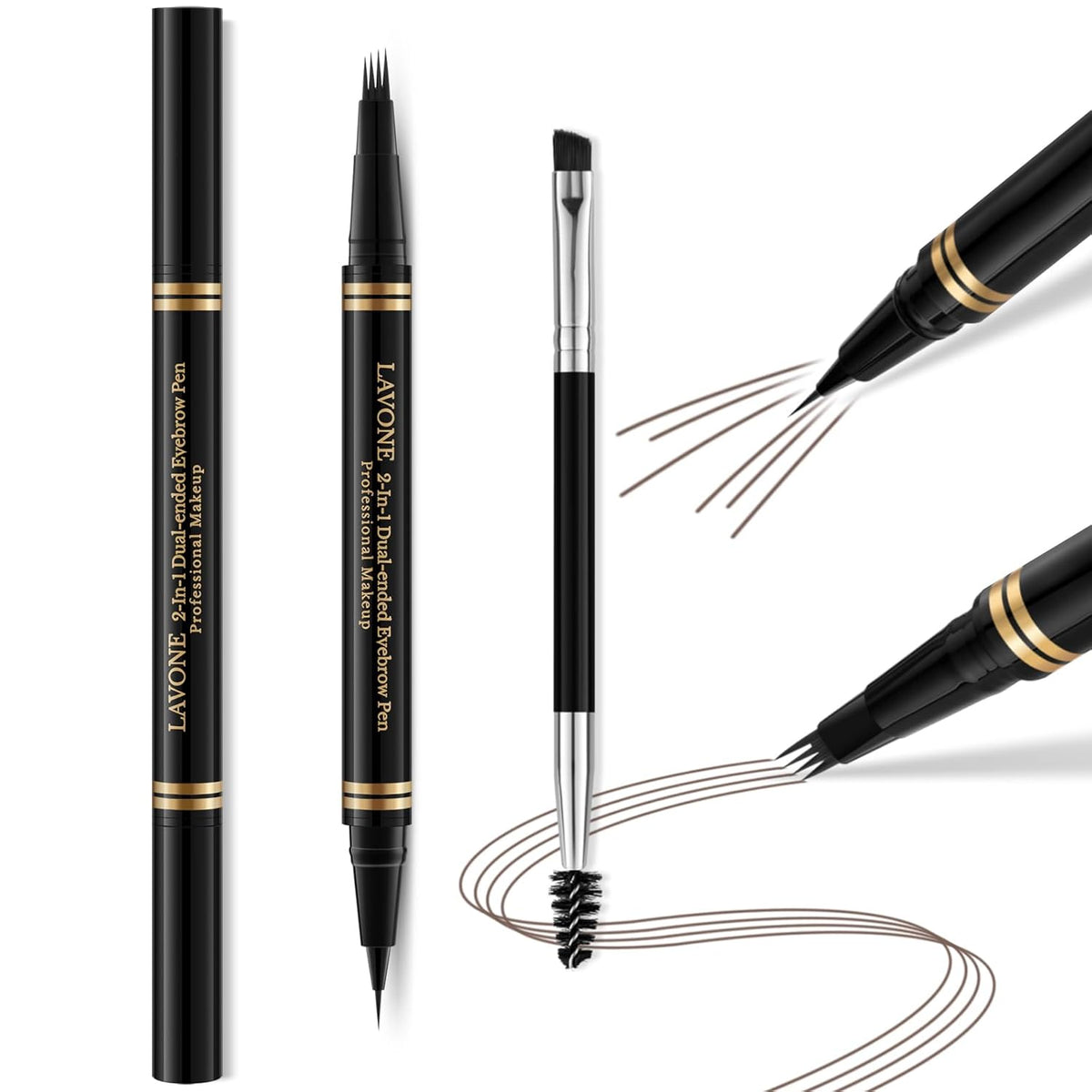 Eyebrow Pen,2-in-1 Waterproof Eyebrow Pencil with 4 Tip Microblading Brow Pen and Ultra-Precise