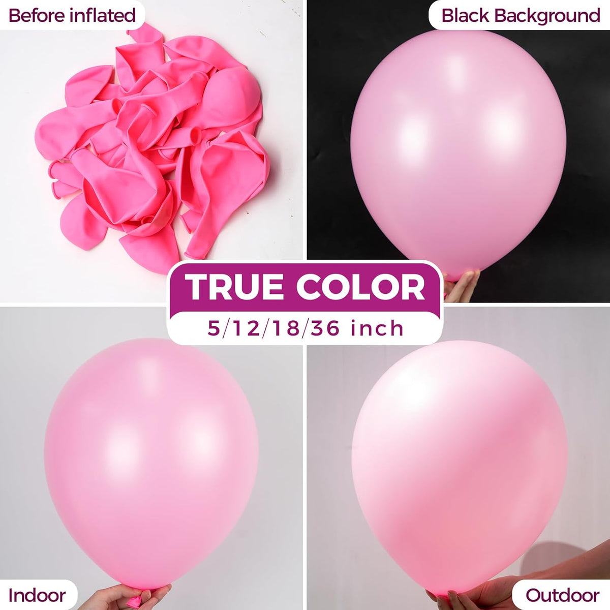 Bezente Pink Balloons Latex Party Balloons - 100 Pack 12 inch Round Helium Pink Balloons for