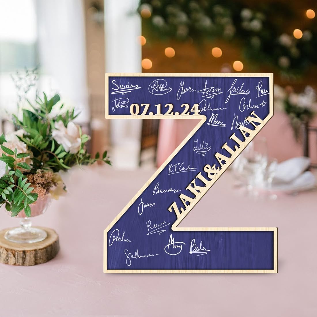 Personalized Wedding Guest Book Sign Custom Letter Name Date Rustic Wedding Guest Book Alternative