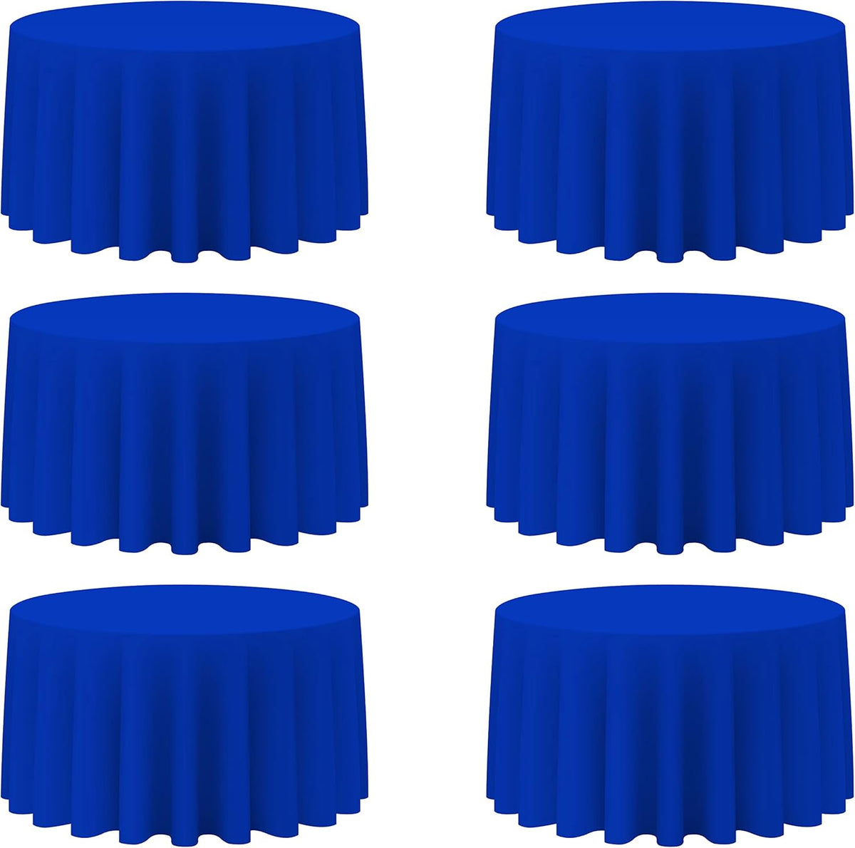 BRILLMAX 6 Pack Royal Blue Round Tablecloths 120 Inch - Circle Bulk Linen Polyester Fabric Washable