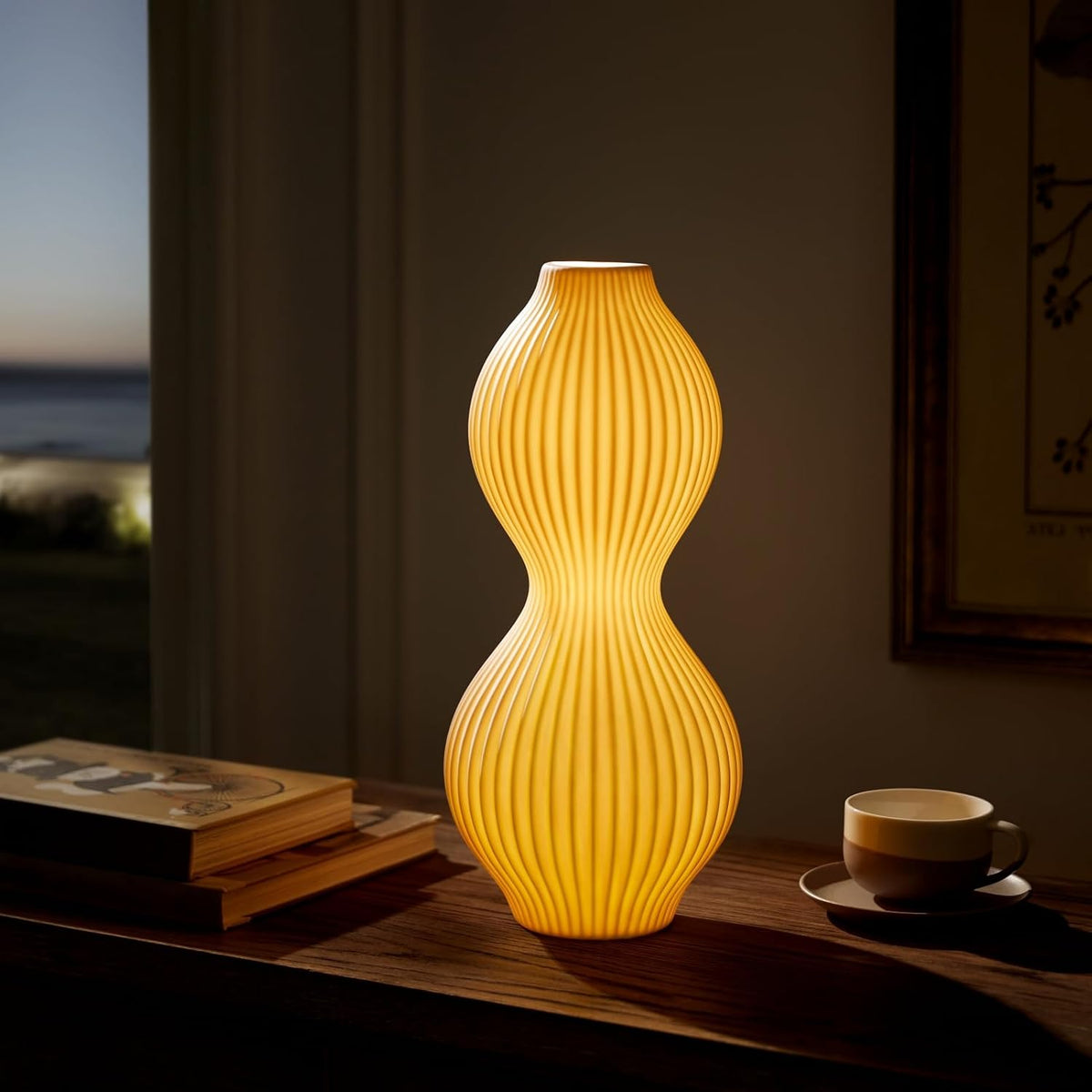 RONDURE 15.8" Modern Ceramic Table Lamp, Modern Bedside Lamps for Bedroom, Living Room and