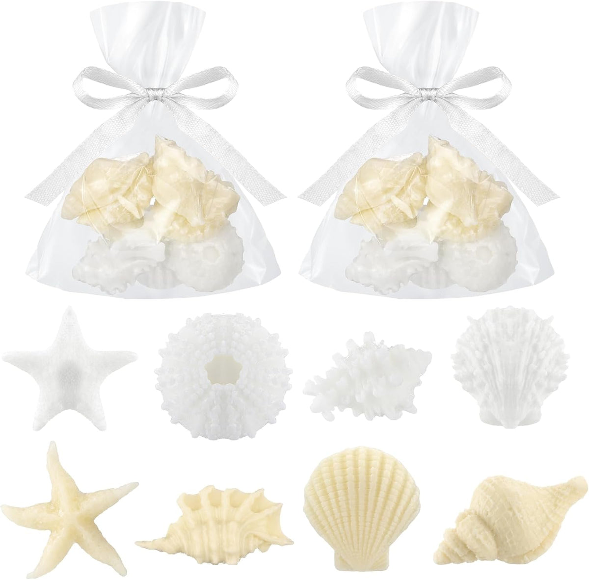 200g Sea Glass Soap Decor White Seashell Decorative Soaps for Bathroom Home Decor Beach Wedding