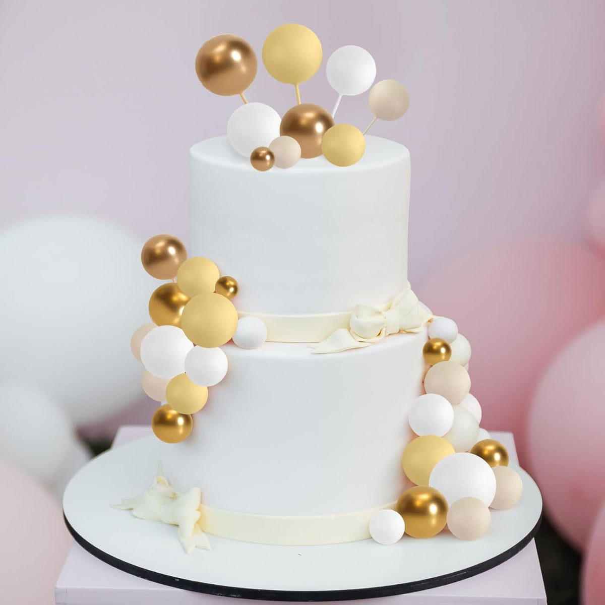 ASTARON 32 Pcs Ball Cake Topper Decorations Mini Balloons Cake Topper Sticks Foam Balls Cake Picks