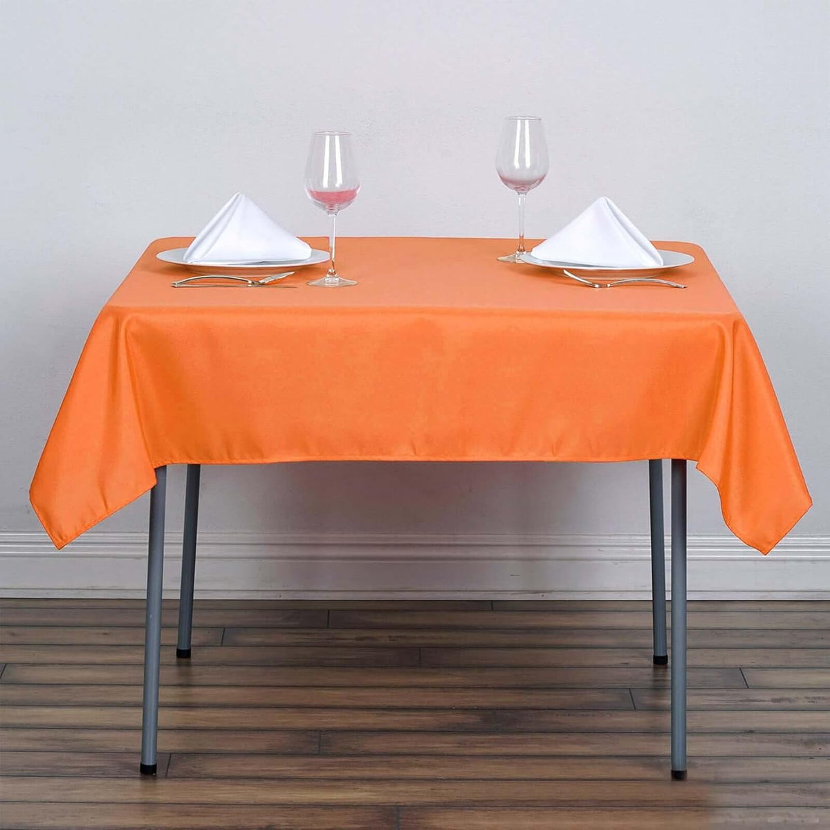 Efavormart 54x54 Orange Wholesale Linens Seamless Polyester Square Linen Tablecloth for Wedding