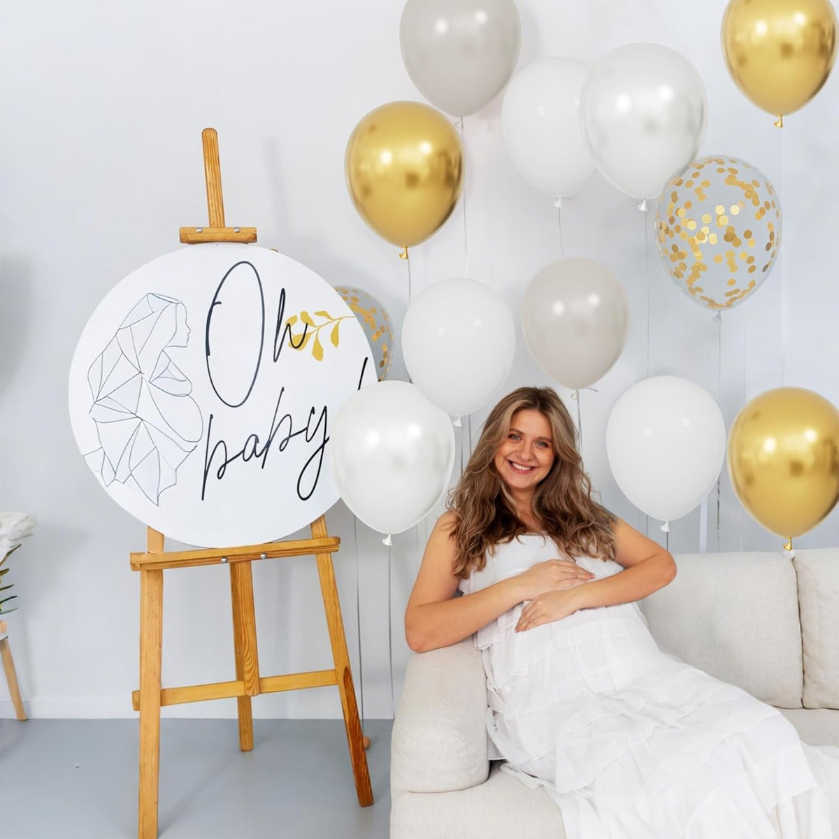68Pcs Sand White Gold Confetti Balloons Kit 12 Inch Ballons Beige Pearl White Balloon Gold Party