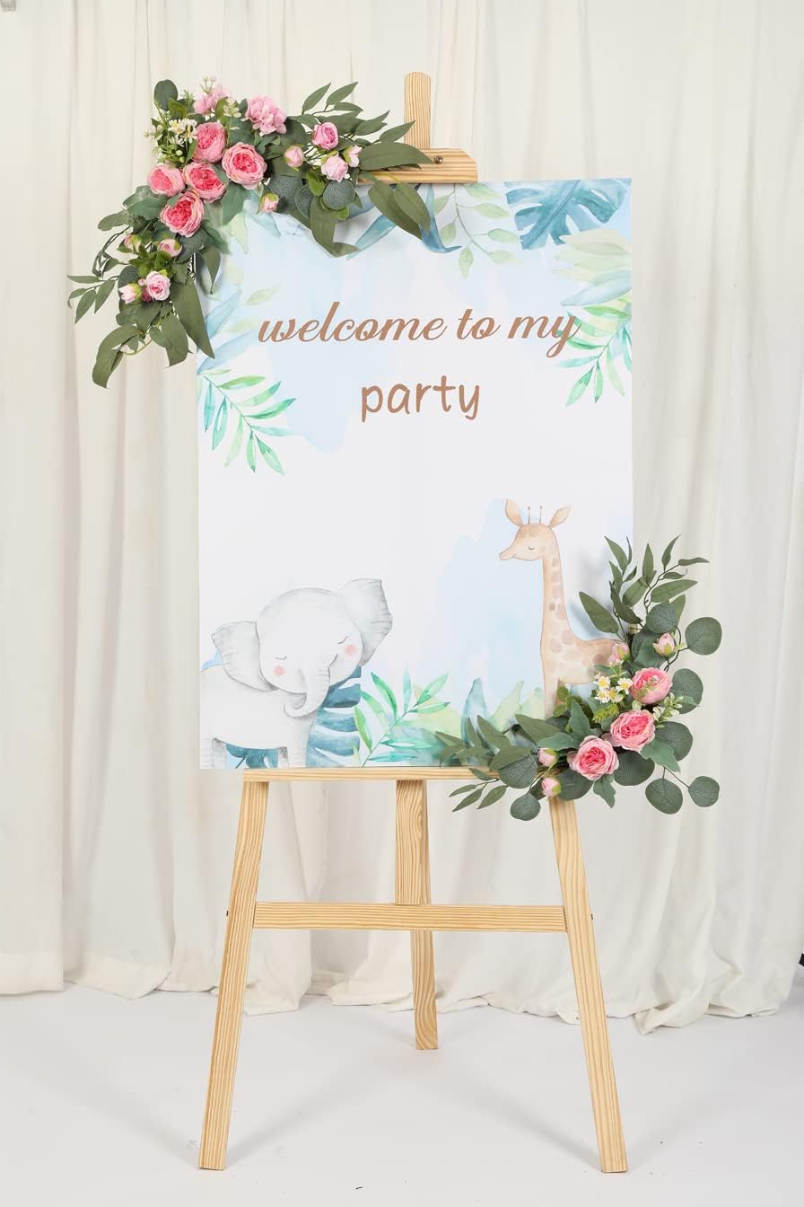 H&W 2pcs Artificial Wedding Arch Flowers for Wedding Sign, Floral Swag Dusty Decor for Reception