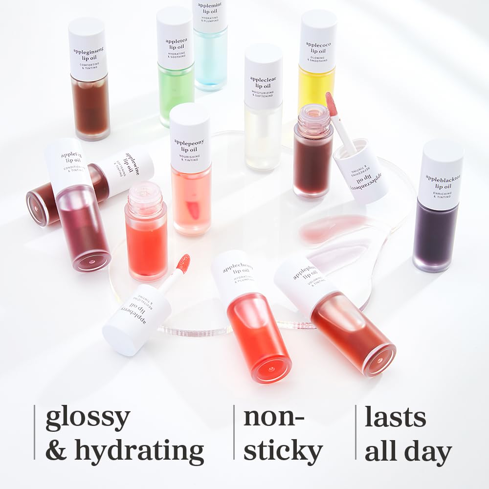 NOONI Korean Lip Oil Set - Appleberry & Applecherry | Long-Lasting, Moisturizing, Plumping