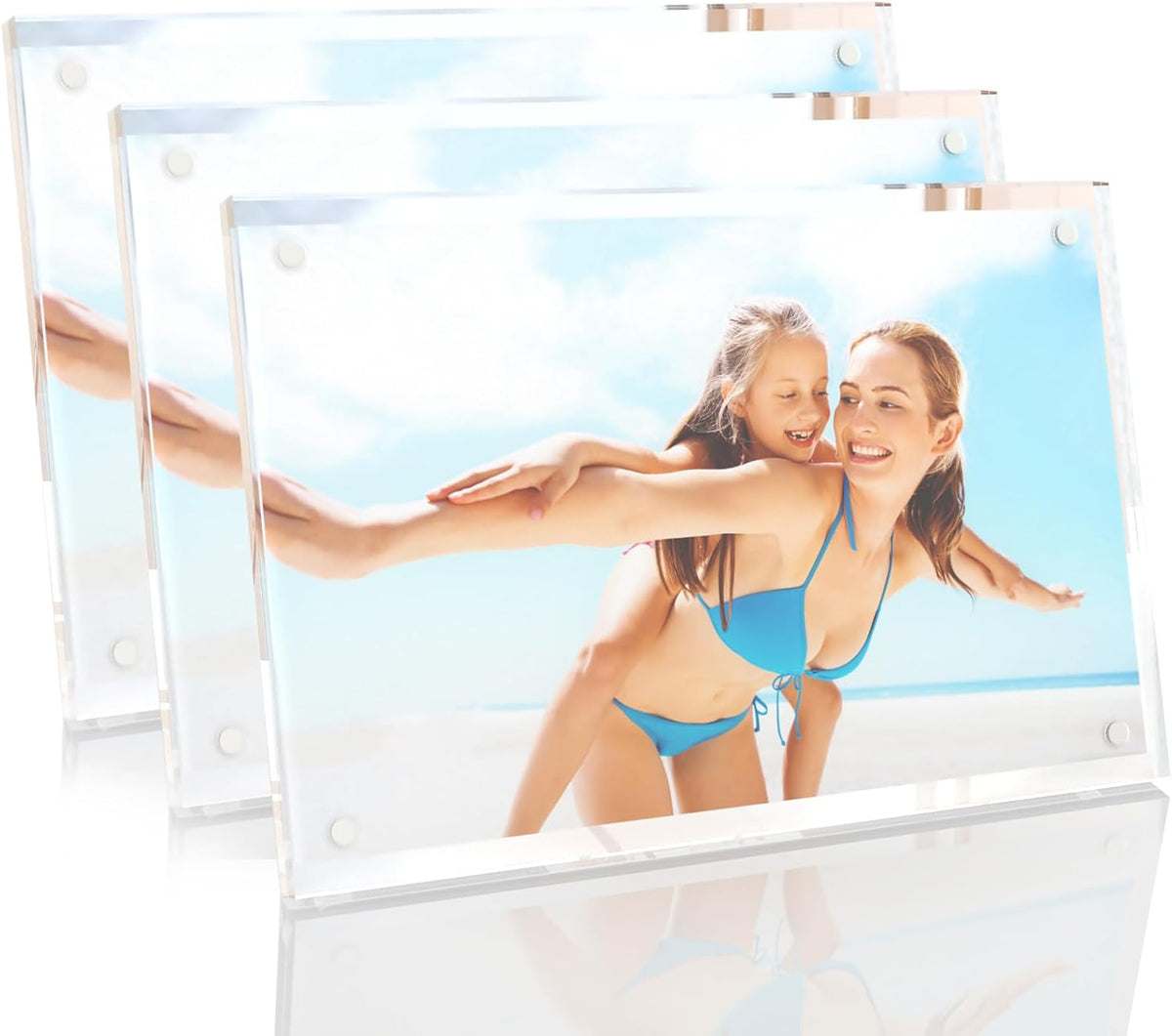 HELPLEX Picture Frames, 3 Pack 6x8 inch Acrylic Picture Frame Clear 6 x 8 Photo Frames Magnetic