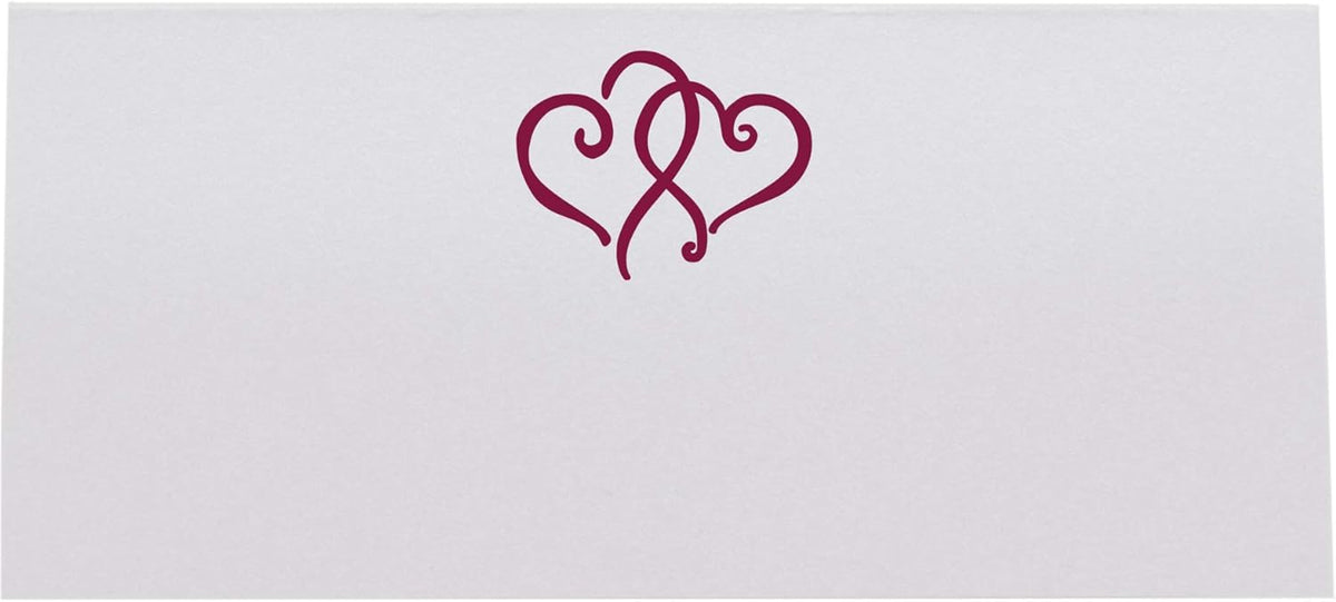 Linked Hearts Place Cards, Burgundy (Choose Color), Set of 60, Pre-cut and Scored - Wedding, Party