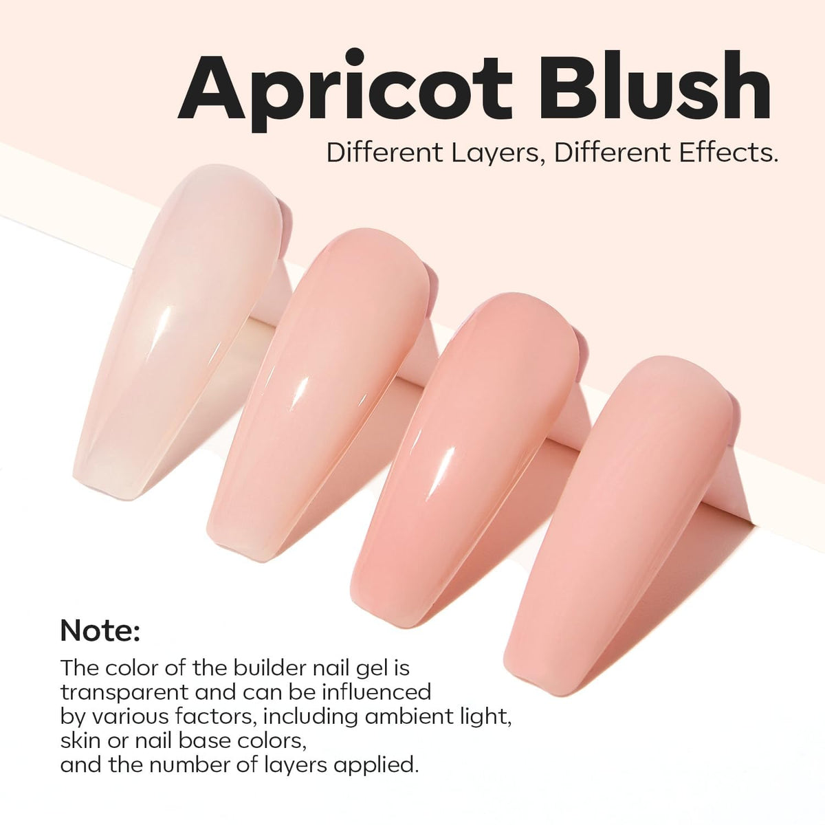 modelones Builder Nail Gel, 8-in-One Sheer Nude Pink Builder, Apricot Blush Pink Rubber Base for