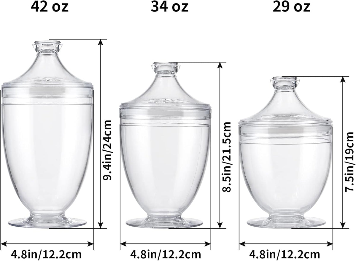 MOLIGOU Acrylic Apothecary Jars with Airtight Lid, Candy Jars for Candy Buffet, Decorative Bathroom