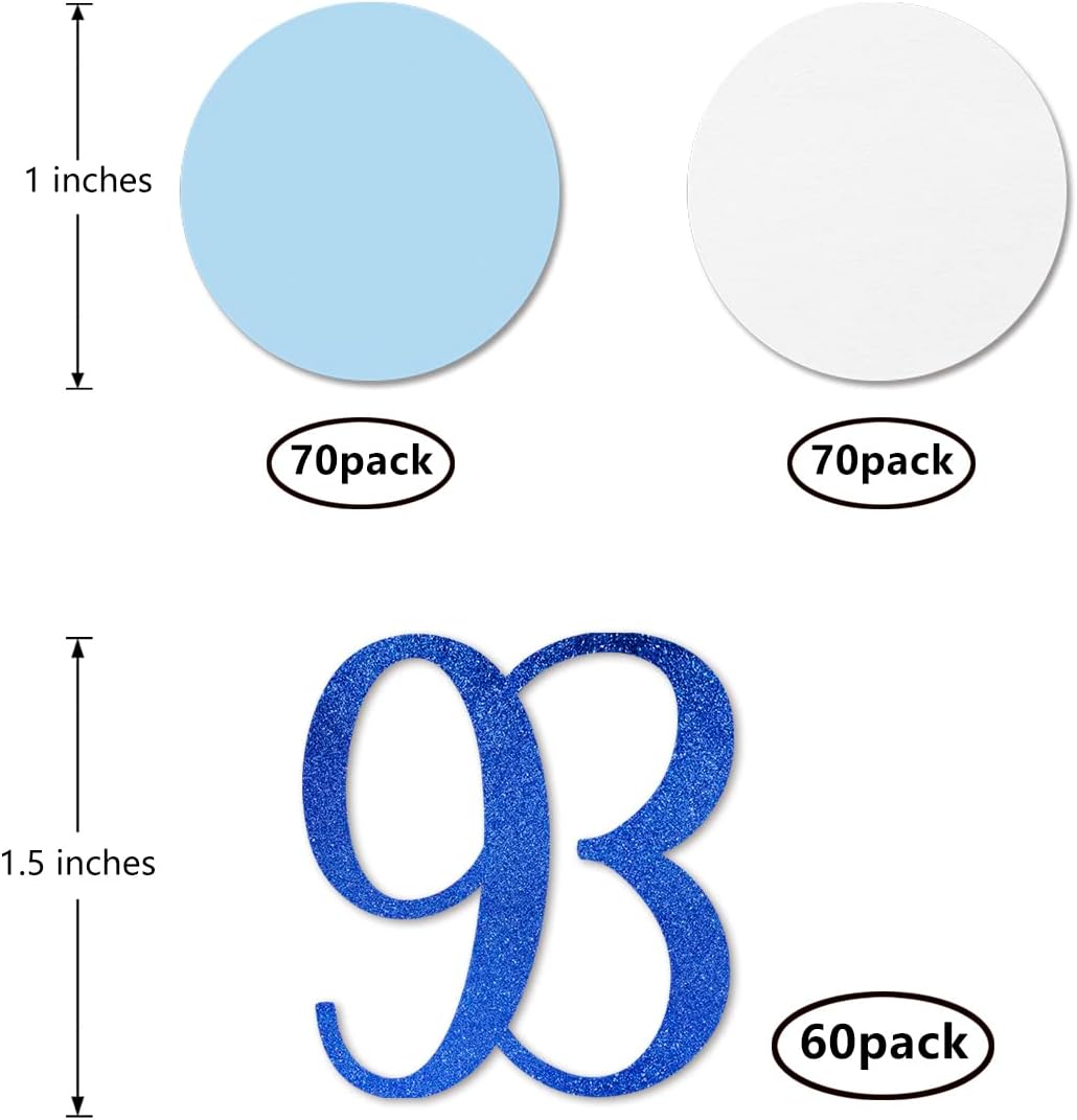 Blue Glitter 93 Confetti, 93rd Birthday Number Confetti, 200pcs Anniversary Party Table Decoration