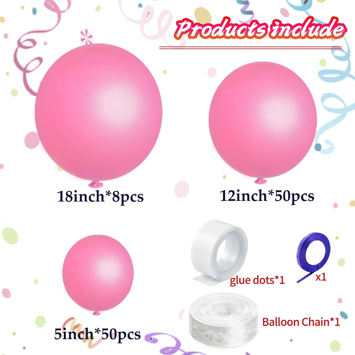 KAWKALSH Pink Balloon Arch Kit 111Pcs 18 12 5 Inch Latex Party Balloons Garland for Birthday Baby
