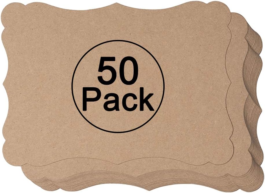 50 Pack Blank Kraft Cards Cardstock Thick Paper Brown Greeting Cards for DIY Gift Card Menus, Baby
