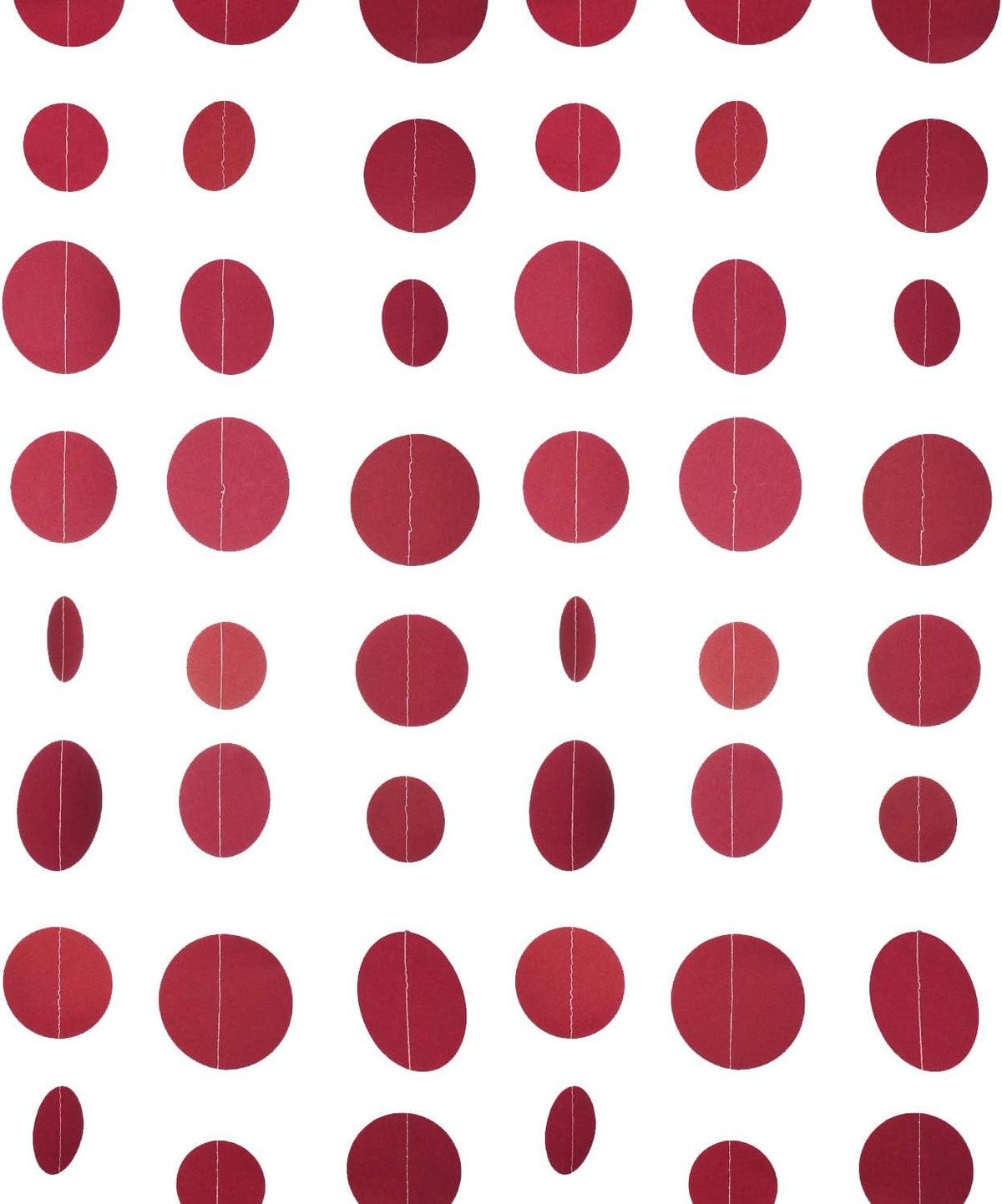 Burgundy Paper Garland Circle Dot Party Banner Wall Streamers Backdrop Ceiling Hanging Decorations