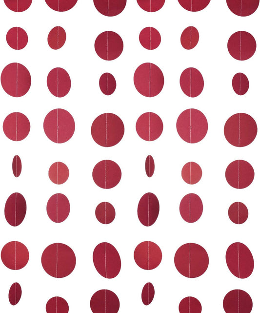 Burgundy Paper Garland Circle Dot Party Banner Wall Streamers Backdrop Ceiling Hanging Decorations