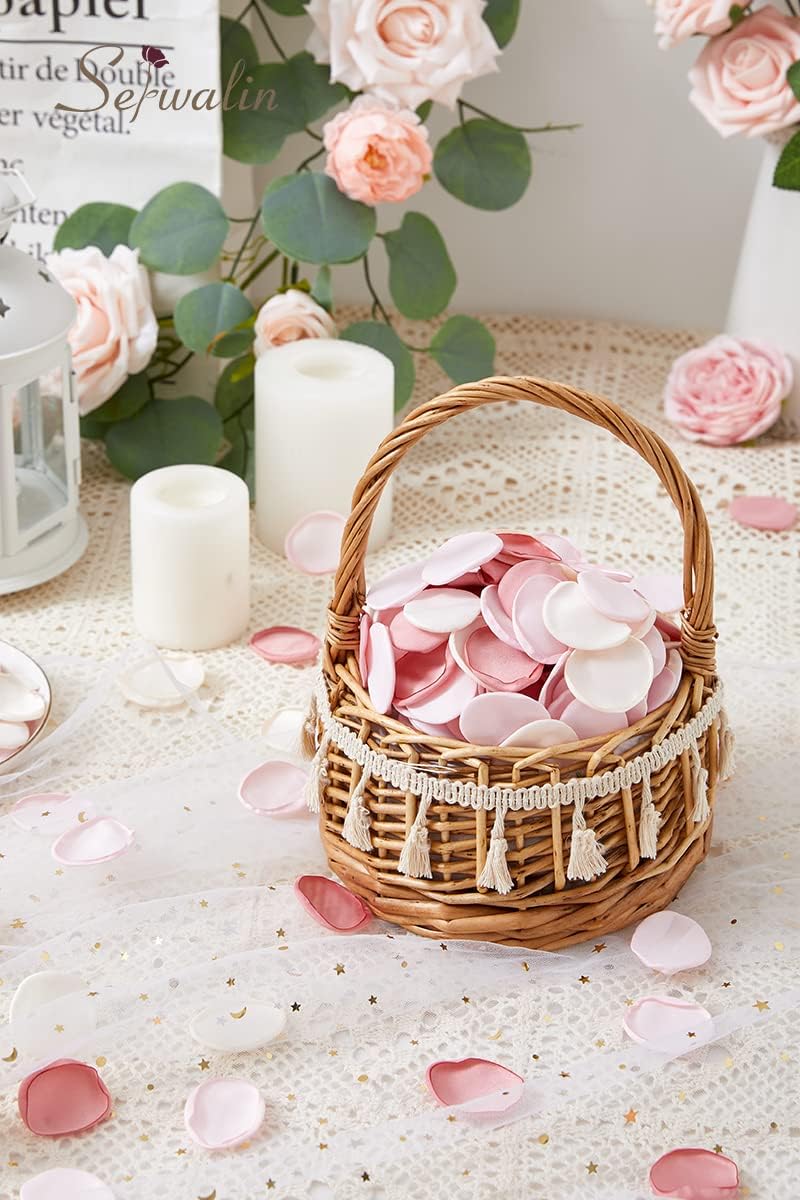 Serwalin 300Pcs Silk Rose Petals Flower Petals for Weddings Blush Pink Petals Fake Petals for