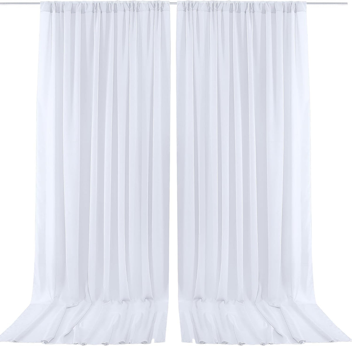 PARTISKY 10x10ft White Chiffon Sheer Backdrop Curtains (2 Panels 5x10ft Each) -Wrinkle-Free Drapes
