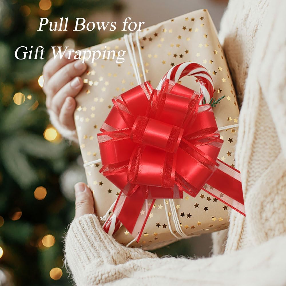 6 Pieces Large Pull Bows,6 inches,Bow for Gift Wrapping,Pull Bows for Party Birthday Gift Wedding