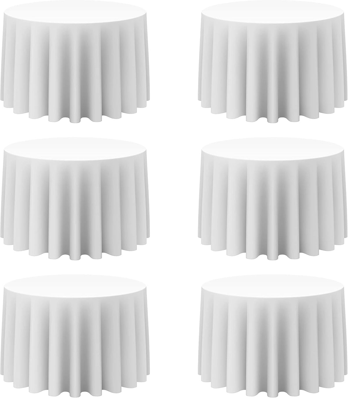 BRILLMAX 6 Pack White Round Tablecloths 108 Inch - Circle Bulk Linen Polyester Fabric Washable
