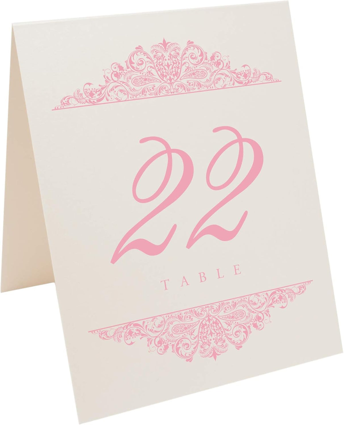 Paisley Wedding Table Numbers (Select Color/Quantity), Champagne, Pink, 1-35, Double Sided, Tent or