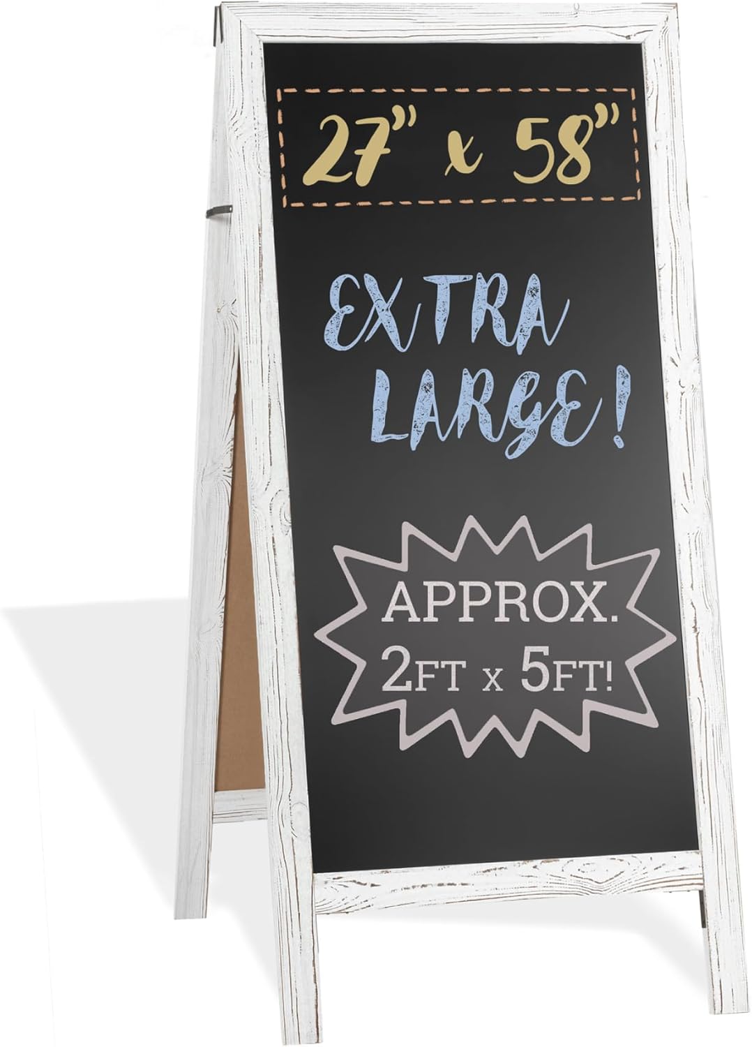 Ilyapa A-Frame Chalkboard Sidewalk Sign - 58 x 27 inches, Folding Standing Sandwich Sign – White