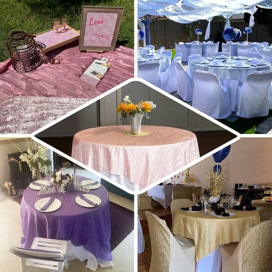 Tableclothsfactory 72"X72" Dusty Blue Accordion Crinkle Taffeta Table Overlay, Square Tablecloth