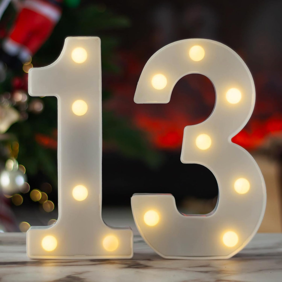 LED Marquee Letter Lights, Decorative Light Up Numbers for 13th Birthday Party, Battery Operated