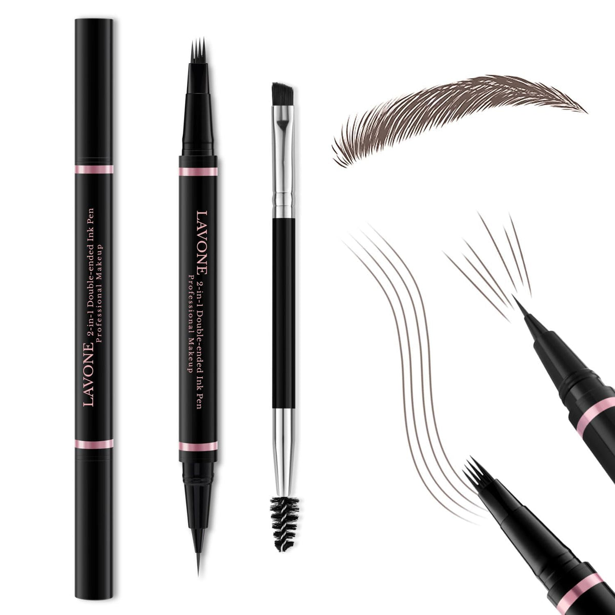 Eyebrow Pencil,2-in-1 Waterproof Eyebrow Pen with 4 Tip Brow Pen and Ultra-Precise Brow Pencil,with