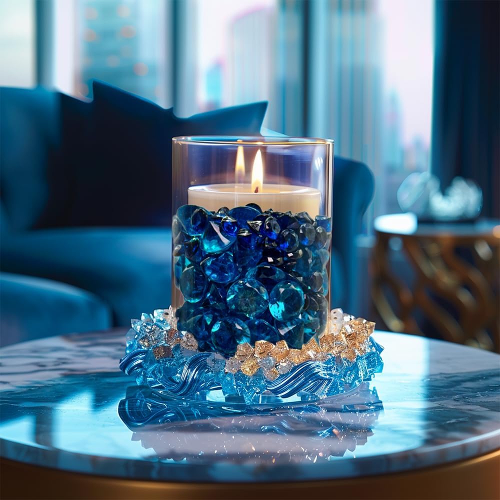 720 Pcs Morandi Blue Acrylic Diamonds Gems Table Scatters for Wedding Centerpieces,Treasure