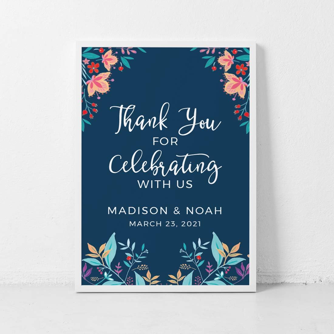 Andaz Press Personalized Extra Large Wedding Easel Board Party Sign, 12x18-inch, Vintage Bohemian
