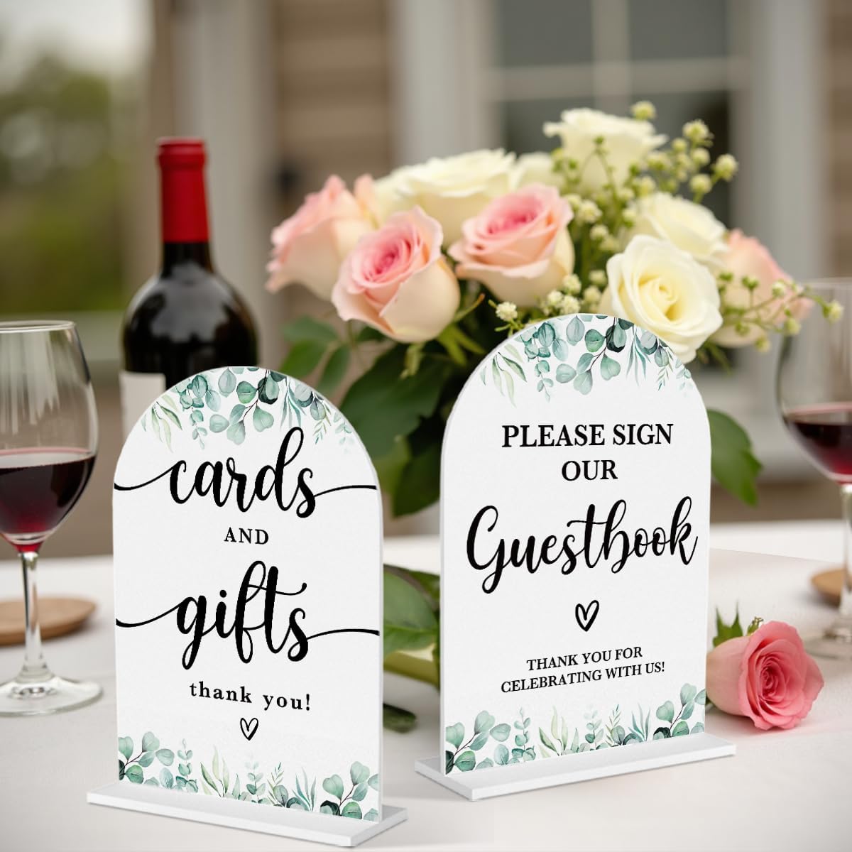 2 Pcs Acrylic Wedding Signs for Reception, Bridal Shower Decorations, Cards and Gifts Signs, Guest