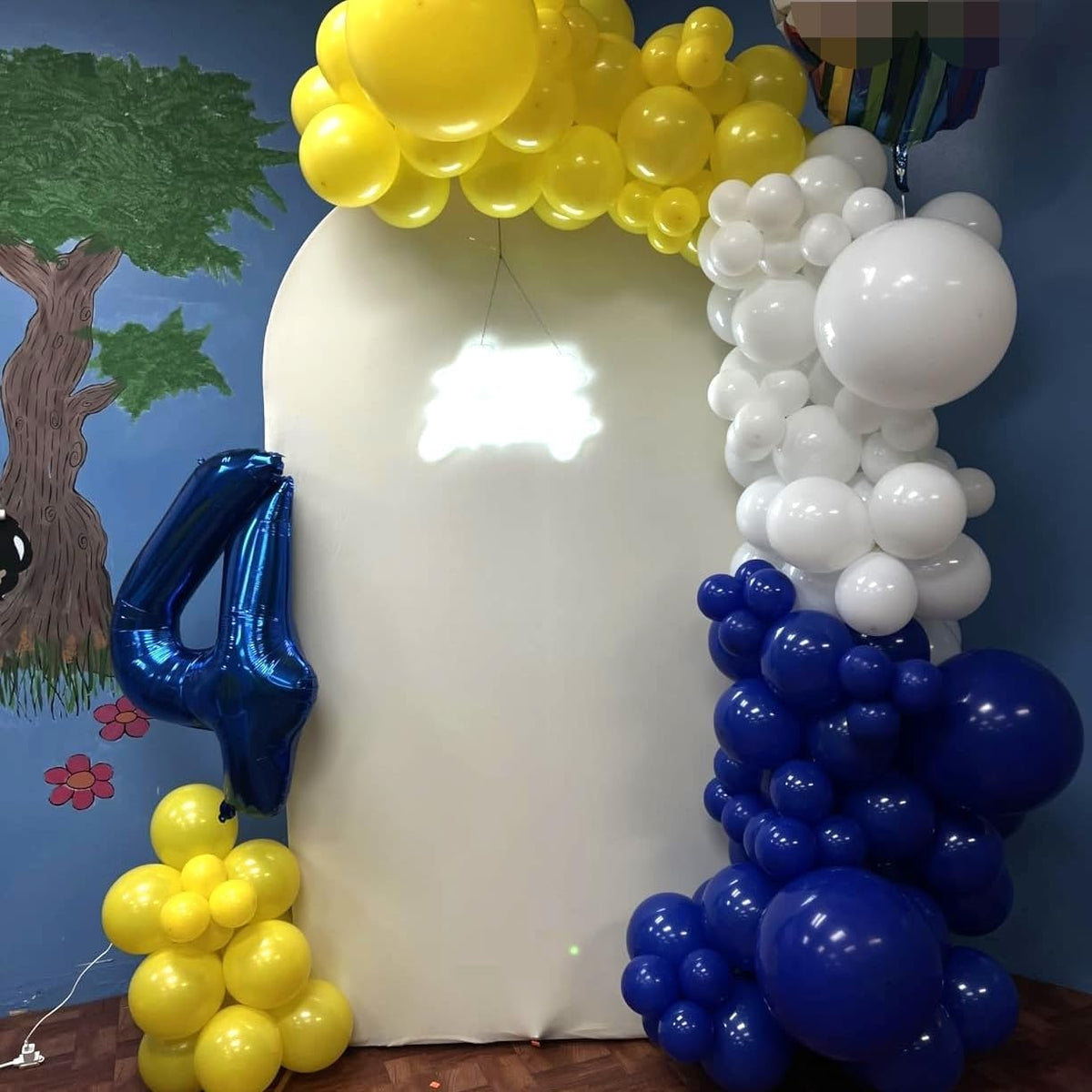Navy Blue Yellow White Balloons, 12 Inch Navy Blue Yellow White Party Balloons, Dark Blue Yellow